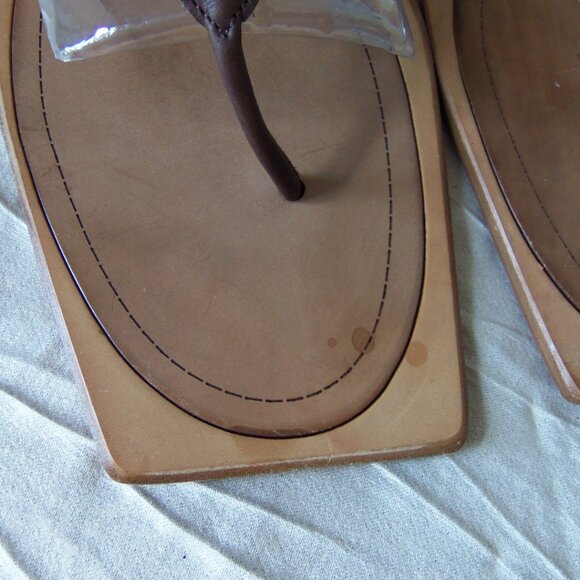 Cobalto Italian Leather and Wood Thong Sandals sz 40 - Picture 8 of 16